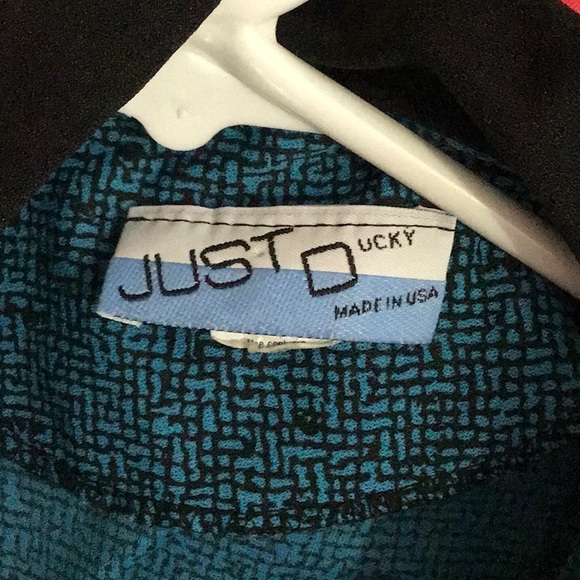 JUST DUCKY women’s top sz 10 blue and black - Picture 6 of 8